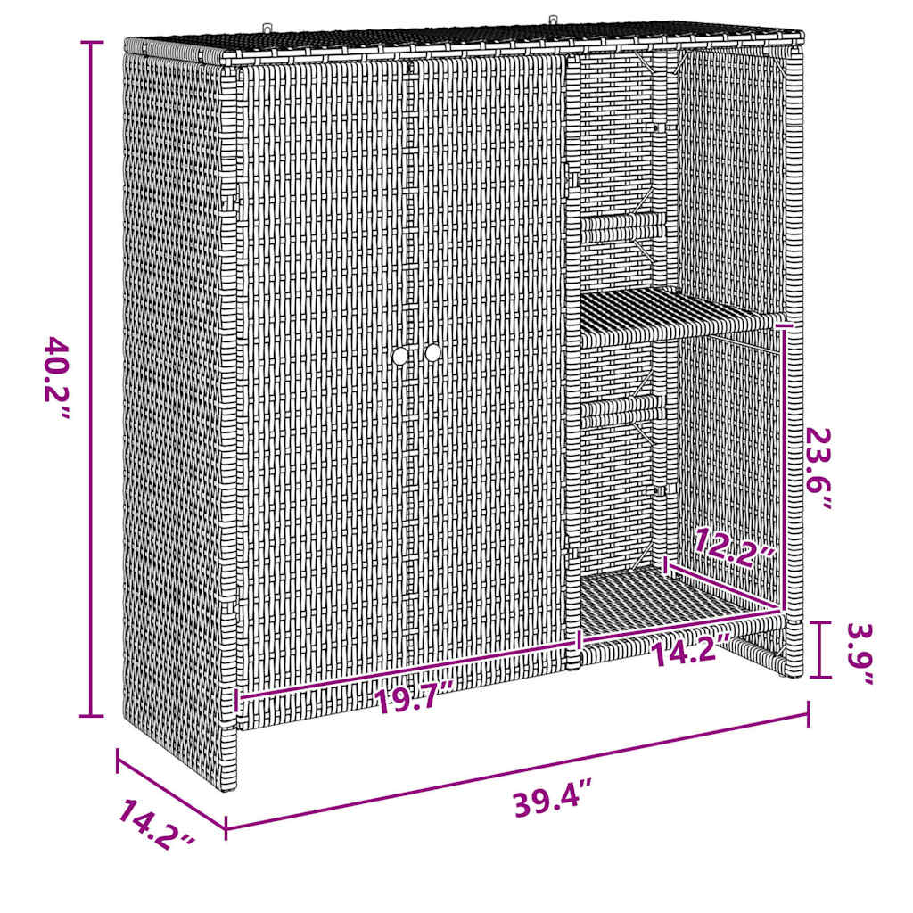Storage Cabinet With Storage 100 X 36 X 102 Cm Rattan