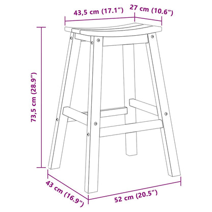 Bar Stool 2 Pcs 52 X 43 X 73.5Cm Hdpe