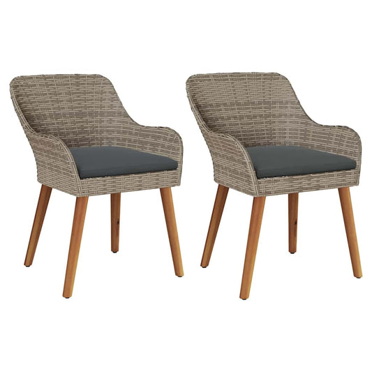 Garden Chair 2 Pcs Black 55 X 62.5 X 82Cm Poly Rattan