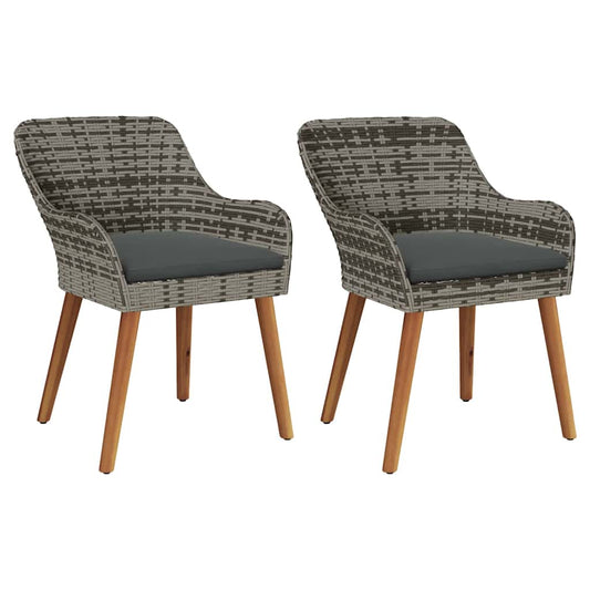 Garden Chair 2 Pcs 55 X 62.5 X 82Cm Poly Rattan