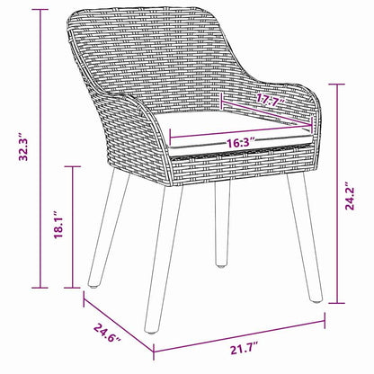 Garden Chair 2 Pcs 55 X 62.5 X 82Cm Poly Rattan