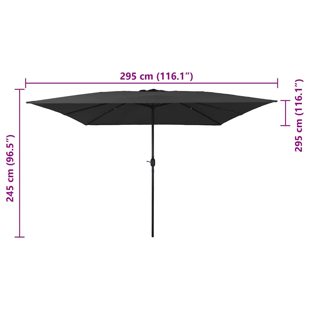 Garden Parasol And Black 295 X 295 X 245 Cm
