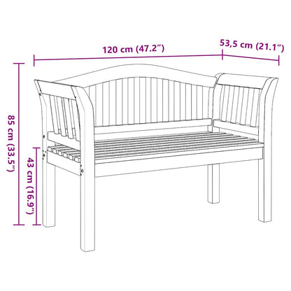 Garden Bench Brown 120 X 53.5 X 85 Cm Solid Teak Wood
