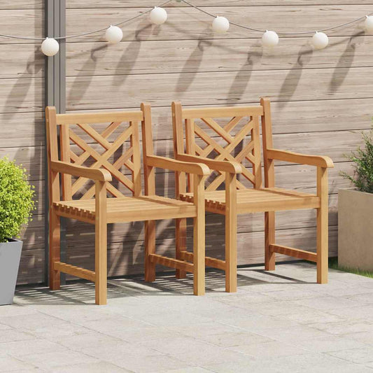 Garden Chairs 2 Pcs Brown 58 X 60 X 90 Cm Solid Teak Wood