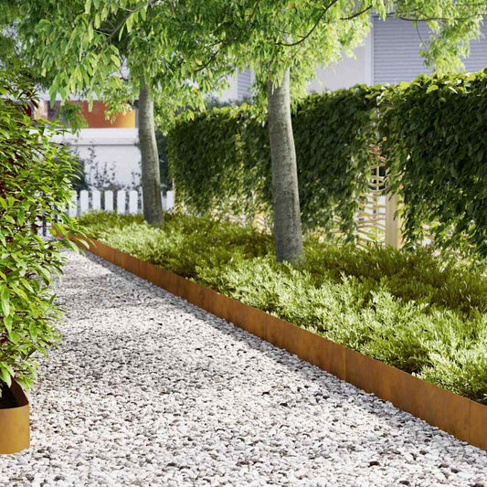 Lawn Edgings 30 Pcs Rusty 103 X 20 Cm Weathering Steel