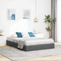 Storage Bed With Mattress Dark Grey 153 X 203 Cm Fabric