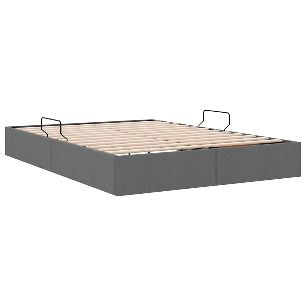 Storage Bed With Mattress Dark Grey 153 X 203 Cm Fabric