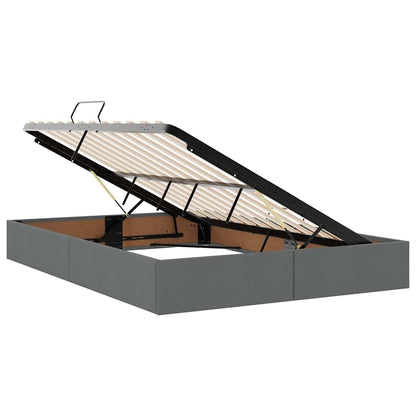 Storage Bed With Mattress Dark Grey 153 X 203 Cm Fabric