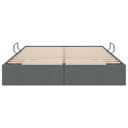 Storage Bed With Mattress Dark Grey 153 X 203 Cm Fabric