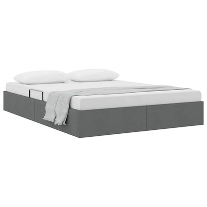 Storage Bed With Mattress Dark Grey 153 X 203 Cm Fabric
