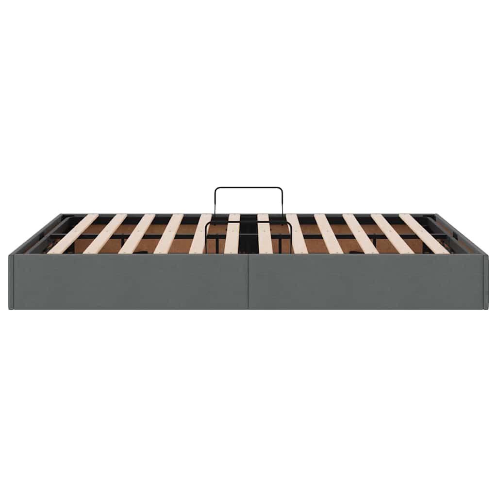 Storage Bed With Mattress Dark Grey 153 X 203 Cm Fabric