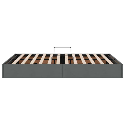 Storage Bed With Mattress Dark Grey 153 X 203 Cm Fabric