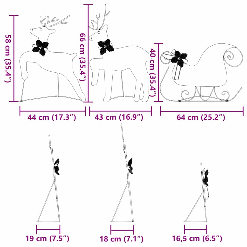 Led Reindeers 3 Pcs Warm White