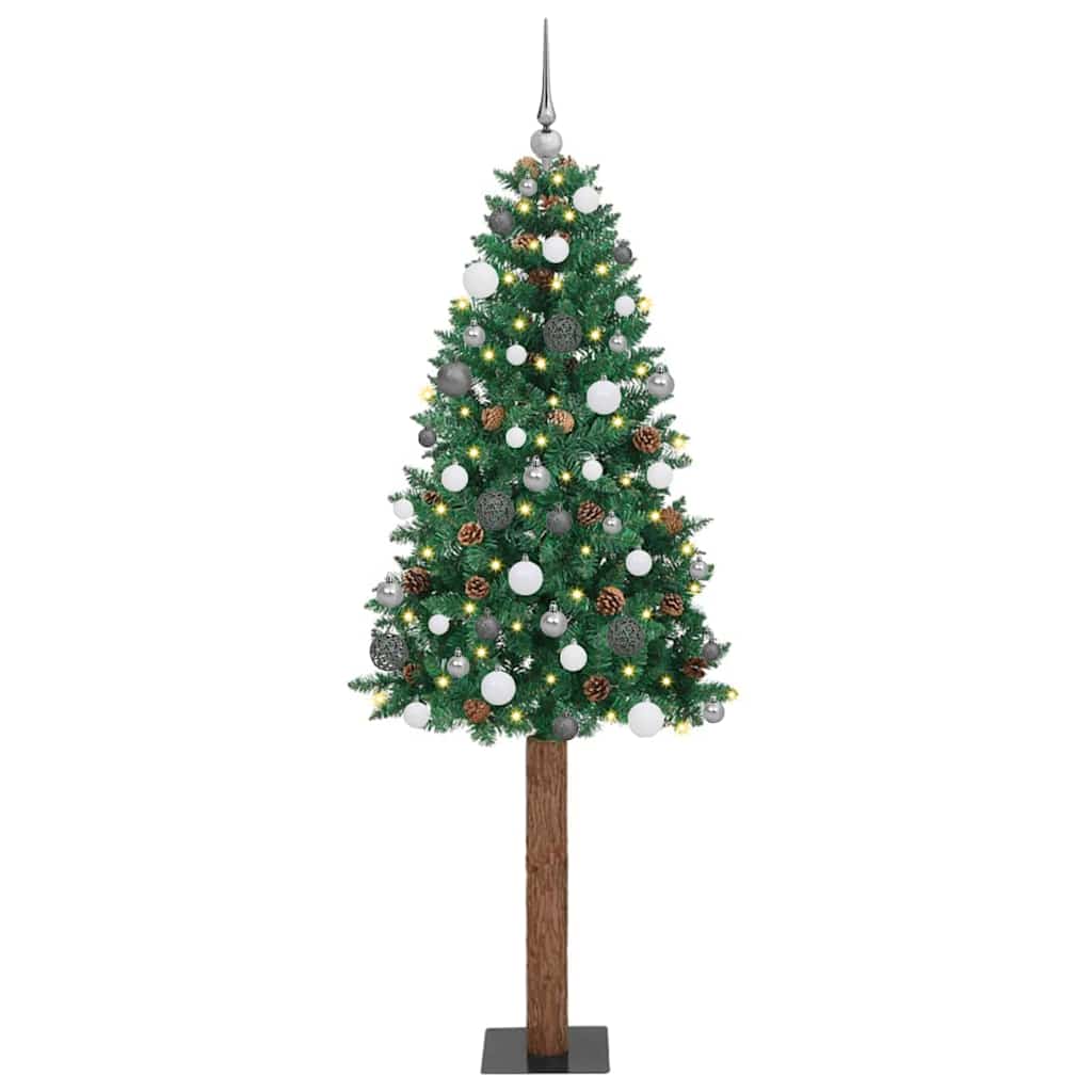 Slim Pre-Lit Christmas Tree With Ball Set Pvc