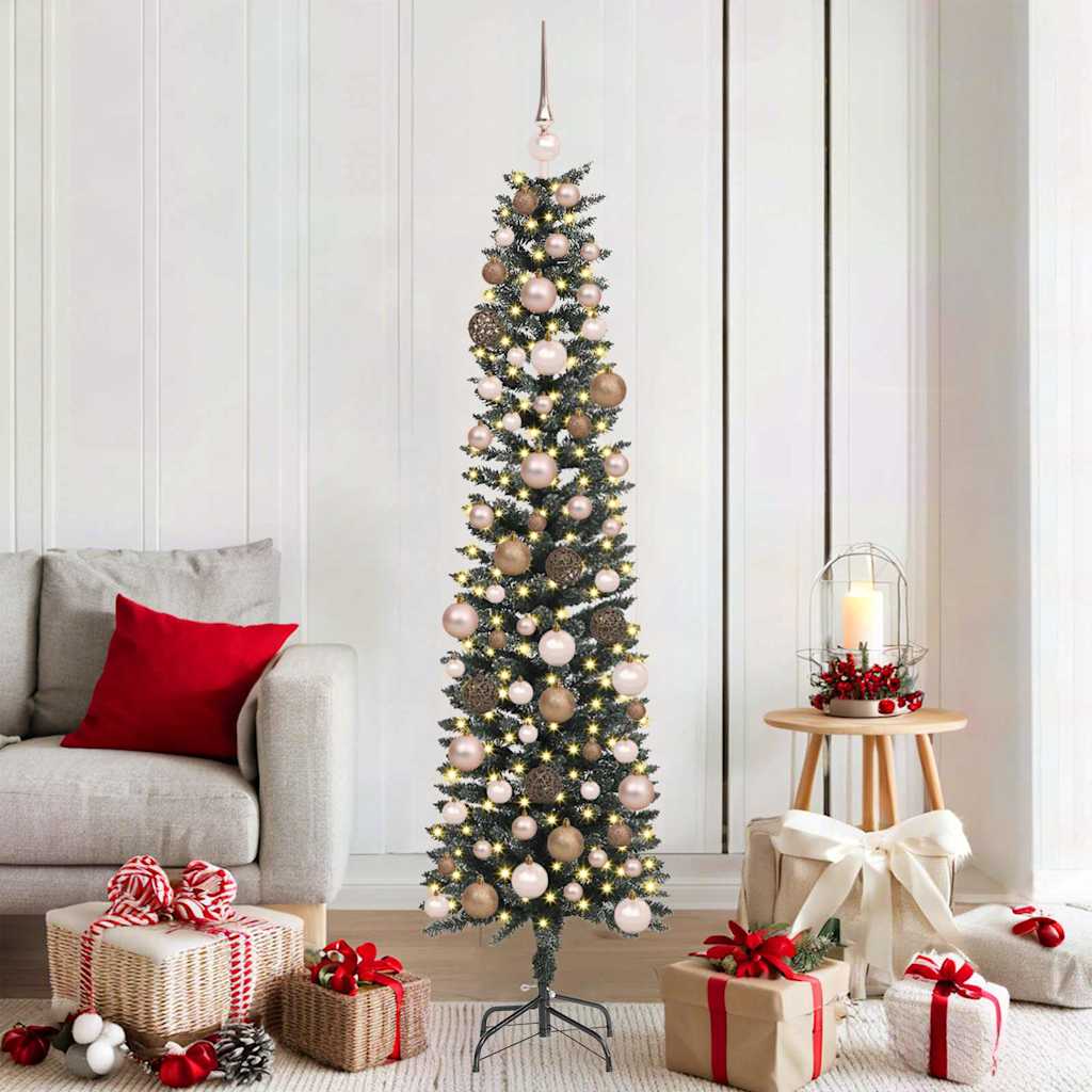 Artificial Slim Christmas Tree With Stand Green Pvc