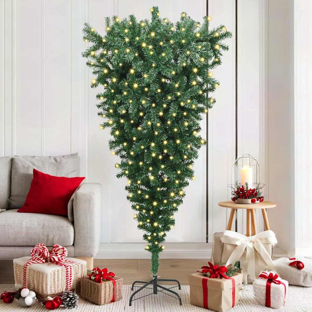 Upside-Down Artificial Pre-Lit Christmas Tree With Ball Set 210 Cm