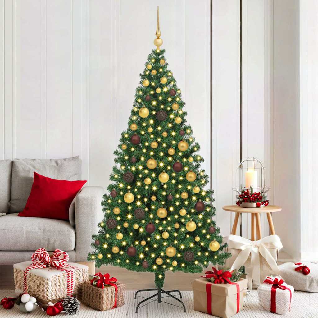 Artificial Pre-Lit Christmas Tree With Ball Set Pvc