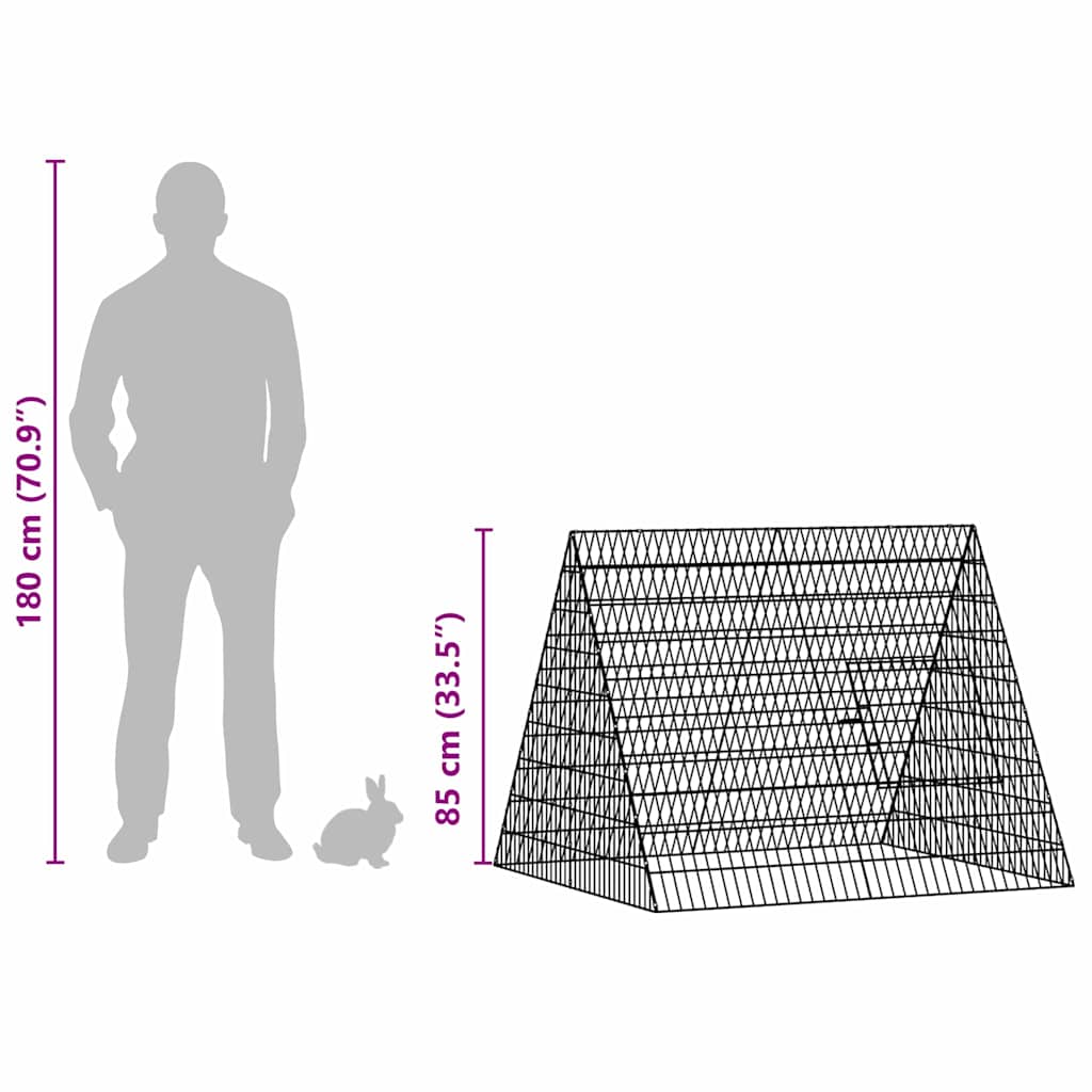 Rabbit Cage Silver 215 X 100 X 85 Cm Galvanised Steel