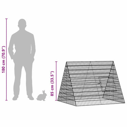 Rabbit Cage Silver 215 X 100 X 85 Cm Galvanised Steel