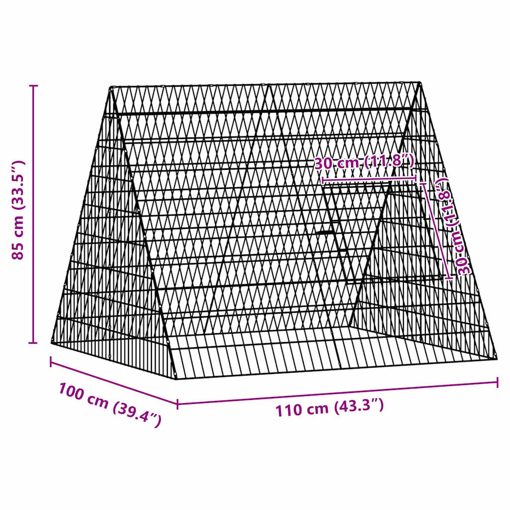 Rabbit Cage Silver 215 X 100 X 85 Cm Galvanised Steel