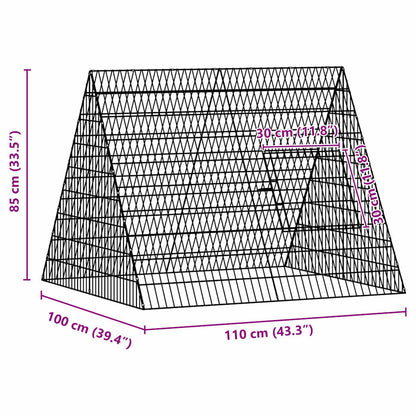 Rabbit Cage Silver 215 X 100 X 85 Cm Galvanised Steel