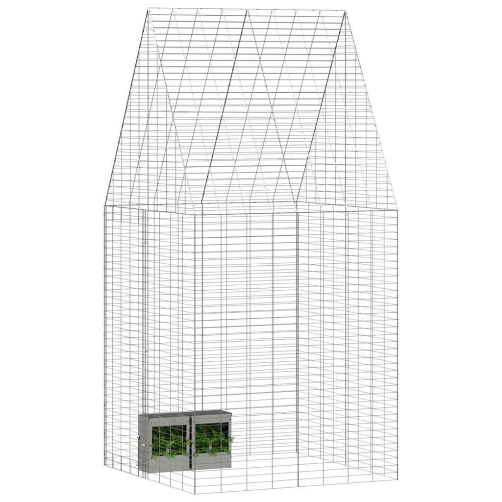 Rabbit Cage Silver 400 X 100 X 210 Cm Galvanised Steel