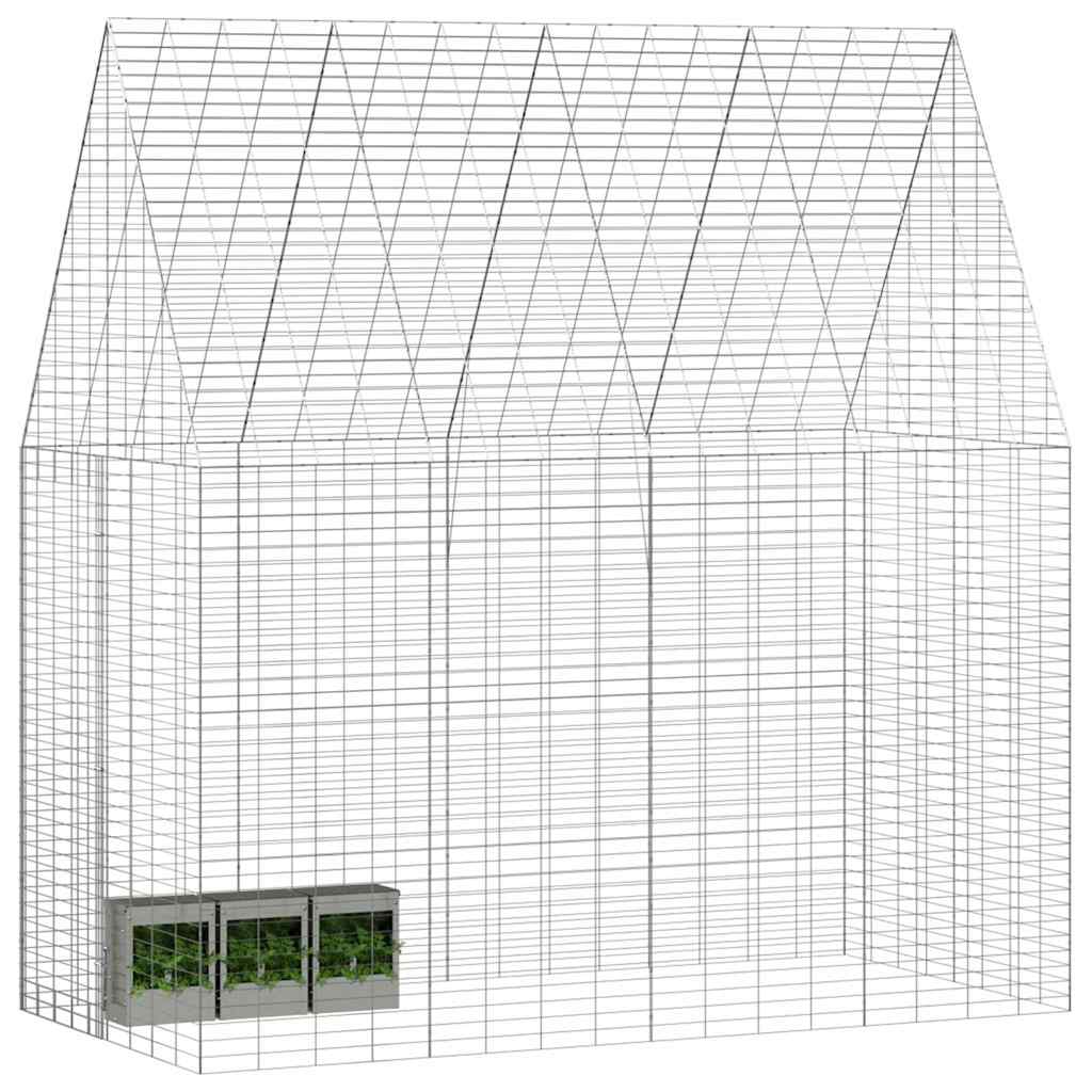 Rabbit Cage Silver 400 X 100 X 210 Cm Galvanised Steel