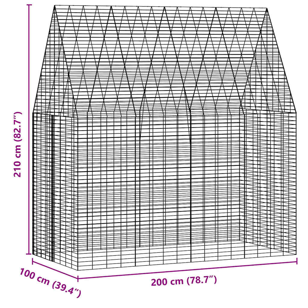 Rabbit Cage Silver 400 X 100 X 210 Cm Galvanised Steel