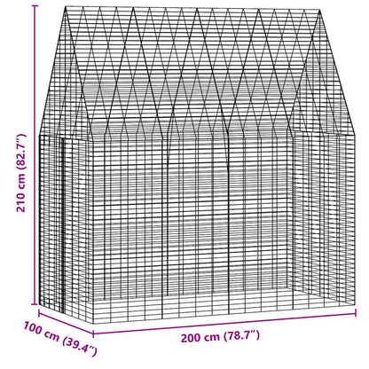 Rabbit Cage Silver 400 X 100 X 210 Cm Galvanised Steel
