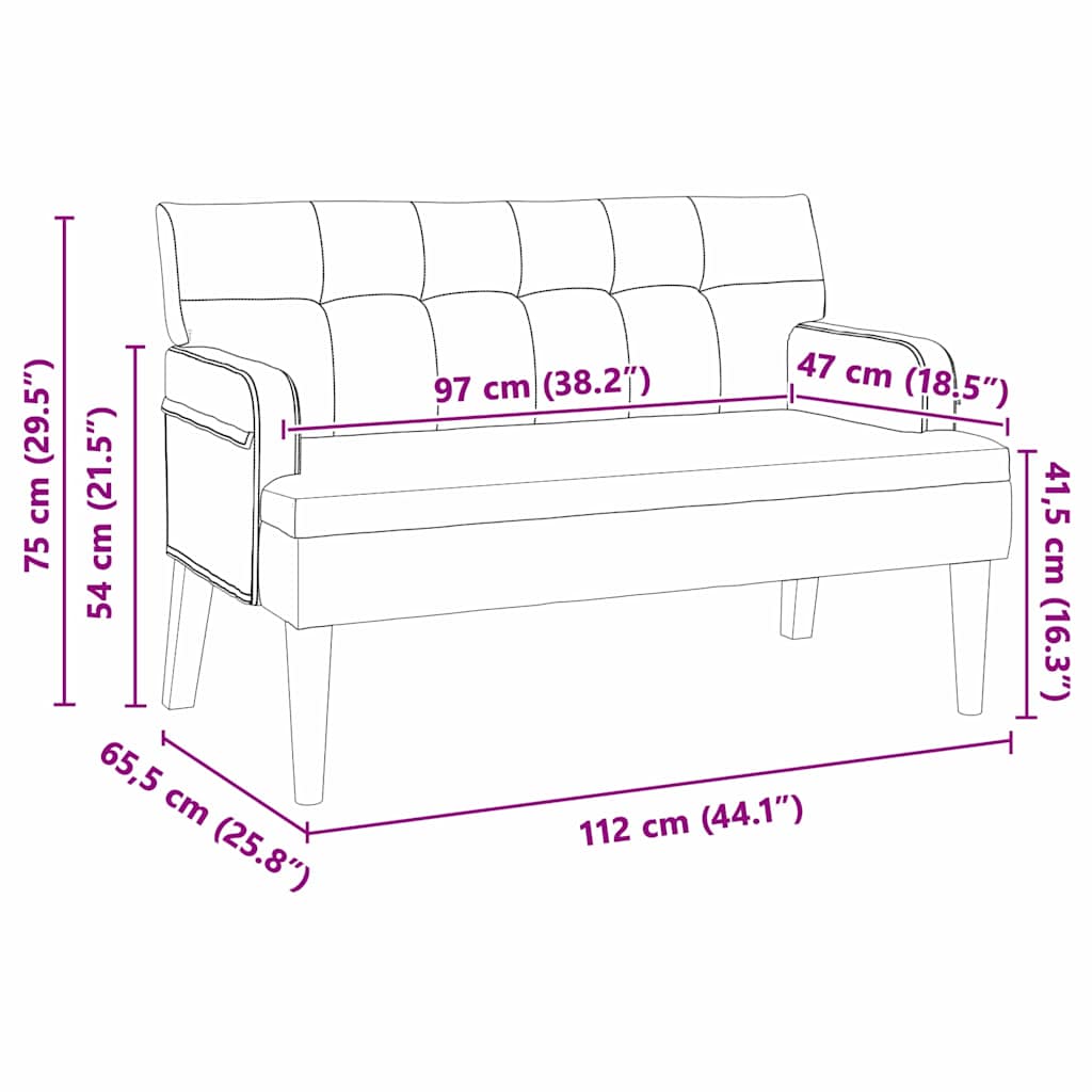 Chesterfield Bench 112 X 65.5 X 75 Cm Velvet