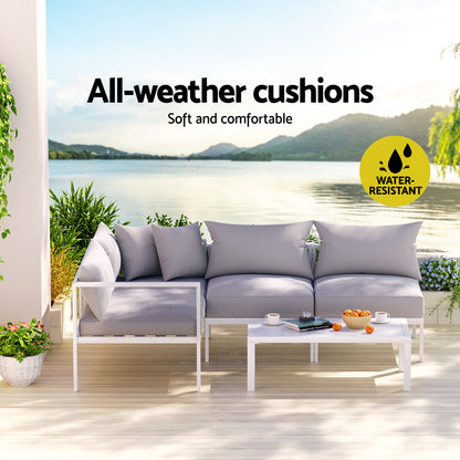 Gardeon 4 Seater Outdoor Sofa Set Aluminium Lounge Setting