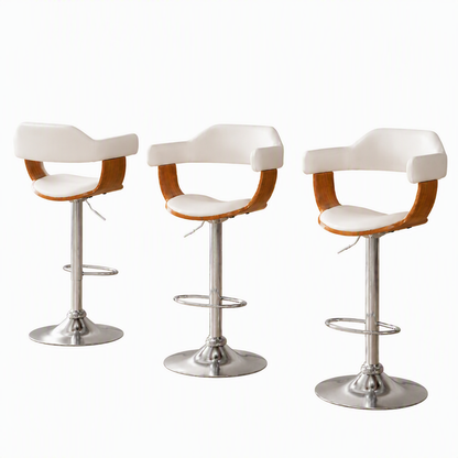 Artiss Bar Stools X3 Kitchen Counter Chair Gas Lift Swivel PU Selina White
