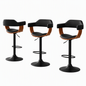 Artiss Bar Stools X3 Kitchen Counter Chair Gas Lift Swivel PU Selina All Black