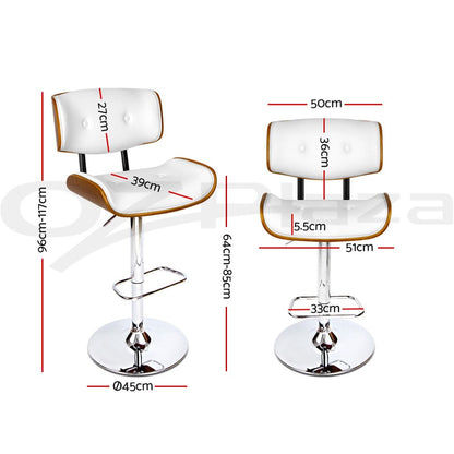 Artiss Bar Stools X3 Kitchen Counter Chair Gas Lift Swivel PU Cherry White