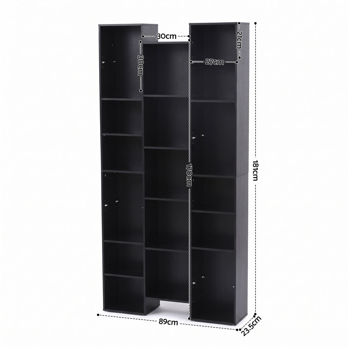 Artiss Bookshelf Display Shelves CD DVD Storage Rack Tall Bookcase Black