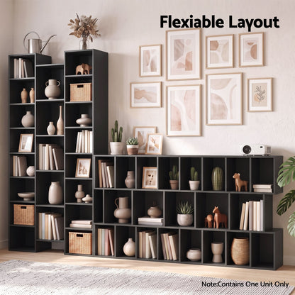 Artiss Bookshelf Display Shelves CD DVD Storage Rack Tall Bookcase Black