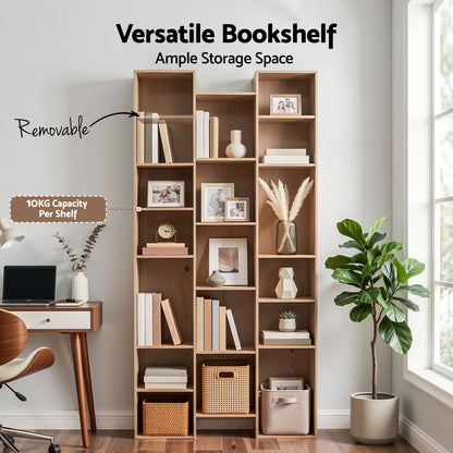 Artiss Bookshelf Display Shelves CD DVD Storage Rack Tall Bookcase Oak
