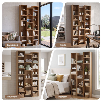 Artiss Bookshelf Display Shelves CD DVD Storage Rack Tall Bookcase Oak