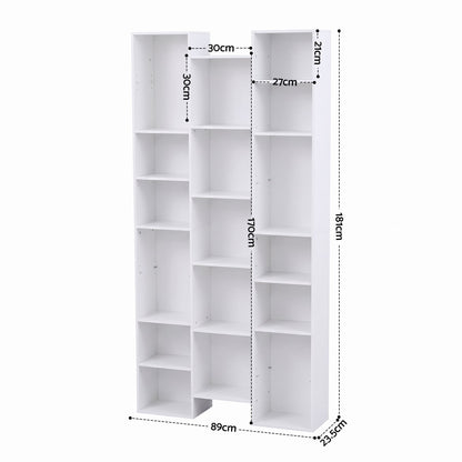 Artiss Bookshelf Display Shelves CD DVD Storage Rack Tall Bookcase White