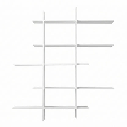 Artiss 15-Section Wall Mounted Display Shelf, Floating Bookshelf for Books and Decor, Extra Thick E1 PB Board for Home Study and Living Room, 116 x 18 x 129 cm