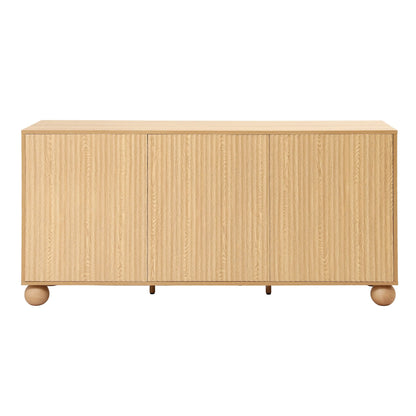 Artiss Buffet Sideboard Cabinet 2-Tier Fluted Kitchen Storage Ball Legs Pine
