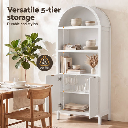 Artiss Buffet Sideboard Cabinet Pantry 180CM Arched Storage Bookshelf White