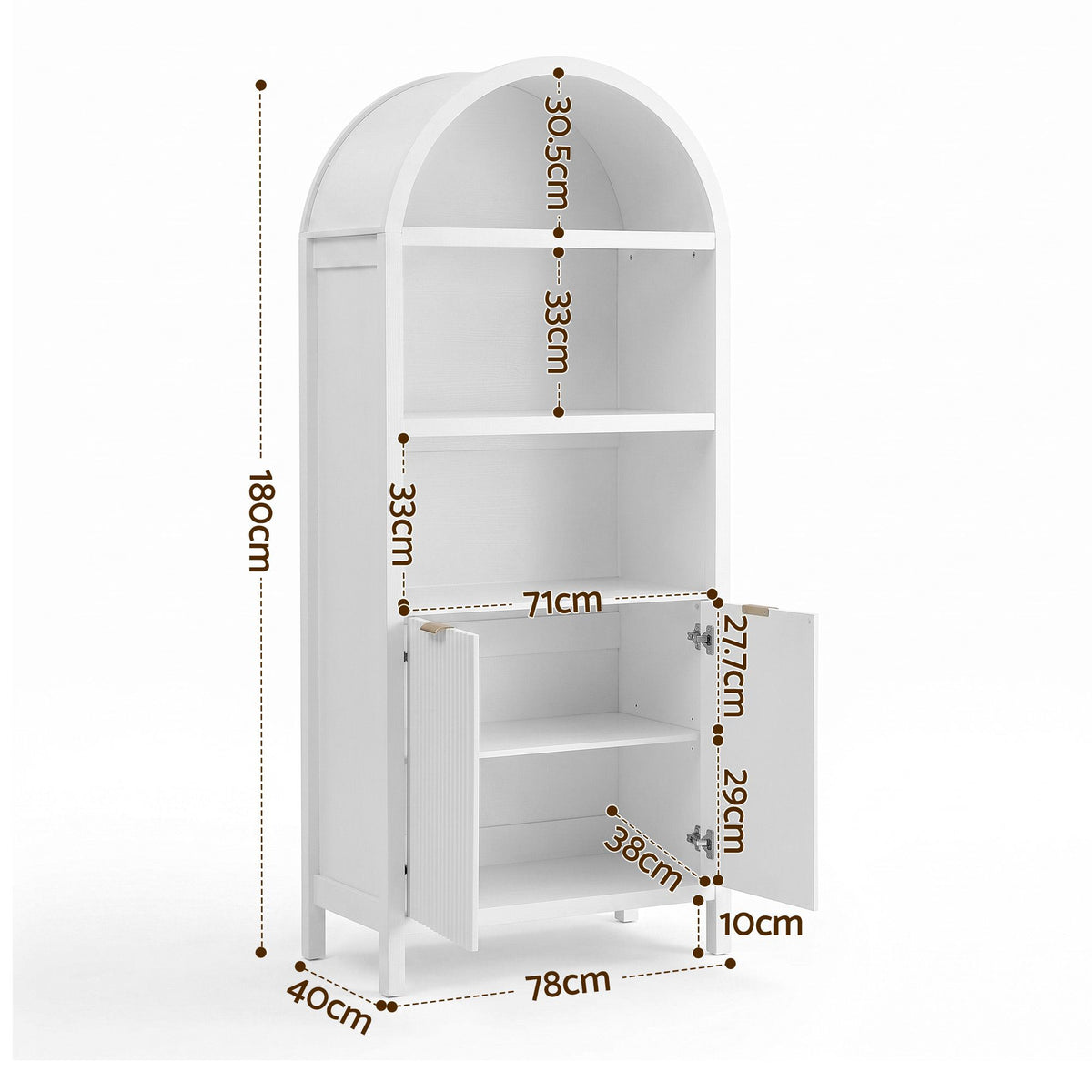Artiss Buffet Sideboard Cabinet Pantry X2 180CM Arched Storage Bookshelf White