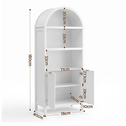 Artiss Buffet Sideboard Cabinet Pantry X2 180CM Arched Storage Bookshelf White