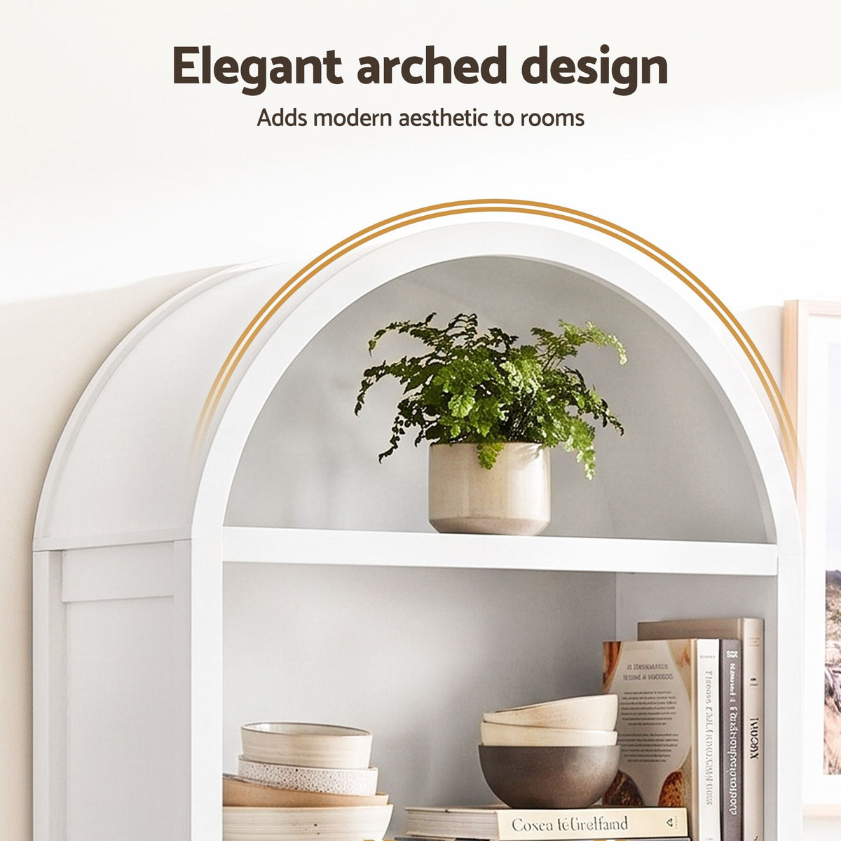 Artiss Buffet Sideboard Cabinet Pantry X2 180CM Arched Storage Bookshelf White