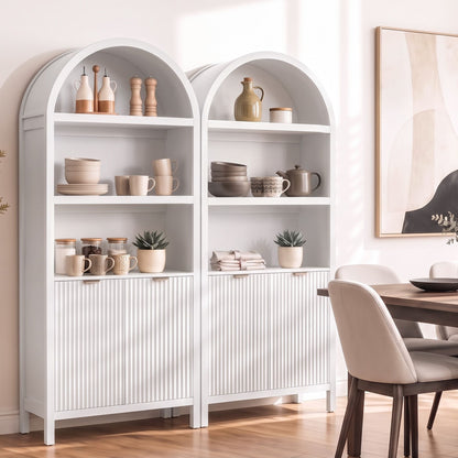 Artiss Buffet Sideboard Cabinet Pantry X2 180CM Arched Storage Bookshelf White