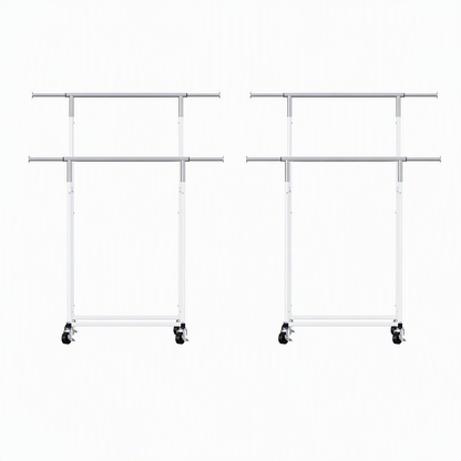 Artiss 2X Clothes Rack Double Rod Airer Rail Coat Stand Adjustable Hanger