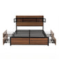 Artiss Double Bed Frame with Charging Station 4 Drawers Storage Oak