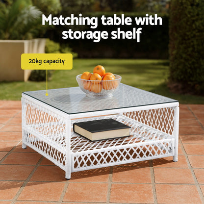Gardeon 4 Seater Outdoor Sofa Set 5PCS Table Chair Set Garden Patio Furniture