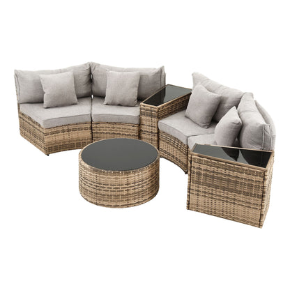 Gardeon 4 Seater Outdoor Sofa Set 7PCS Table Chair Brown Rattan Patio Furniture